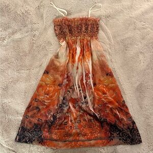 Lapis Anthropologie bohemian strapless dress